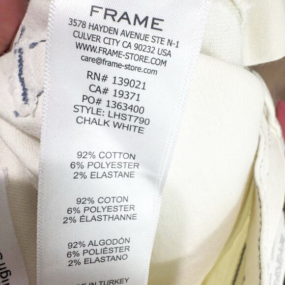 Frame Le High Rise Straight Jeans Stretch White Exposed Stitching Size 28 NWT - Picture 10 of 11
